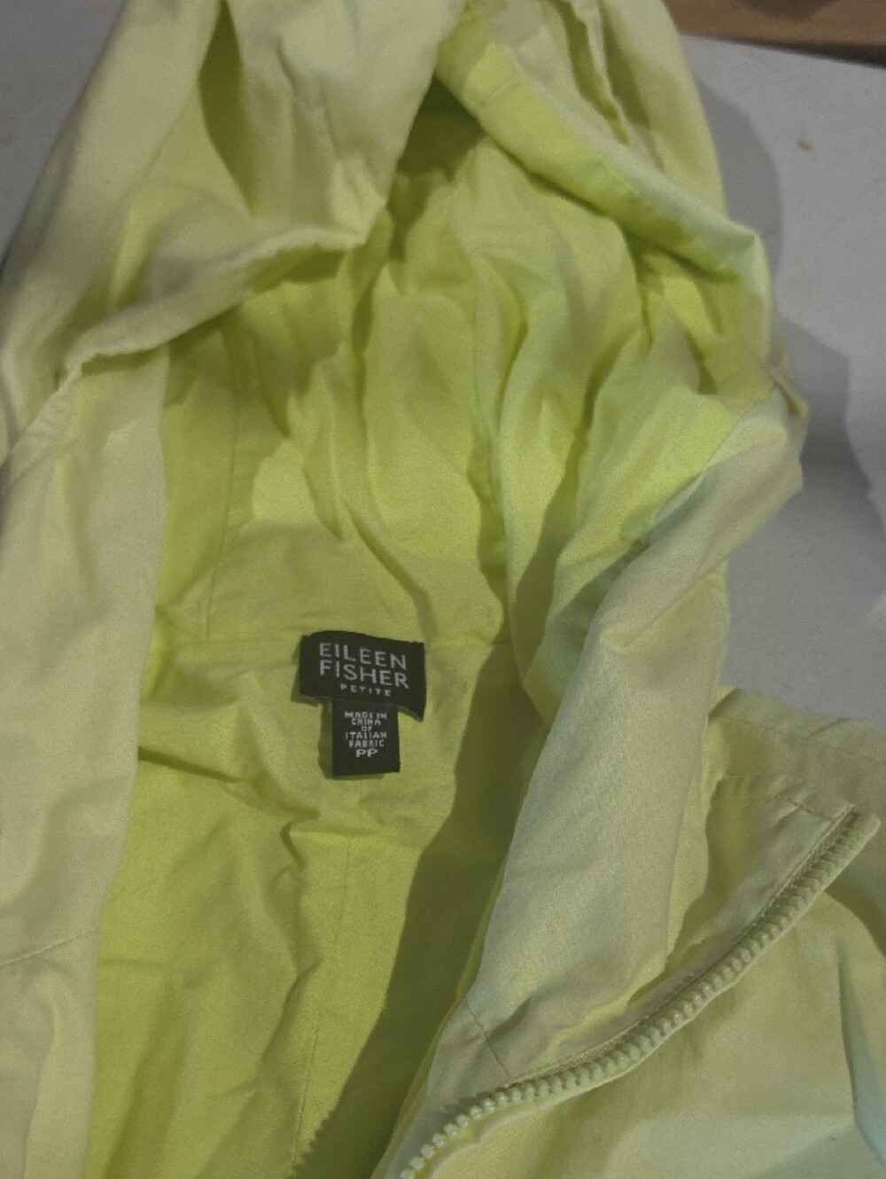 Eileen Fisher Light Yellow Hooded Trench Coat - Picture 3 of 5
